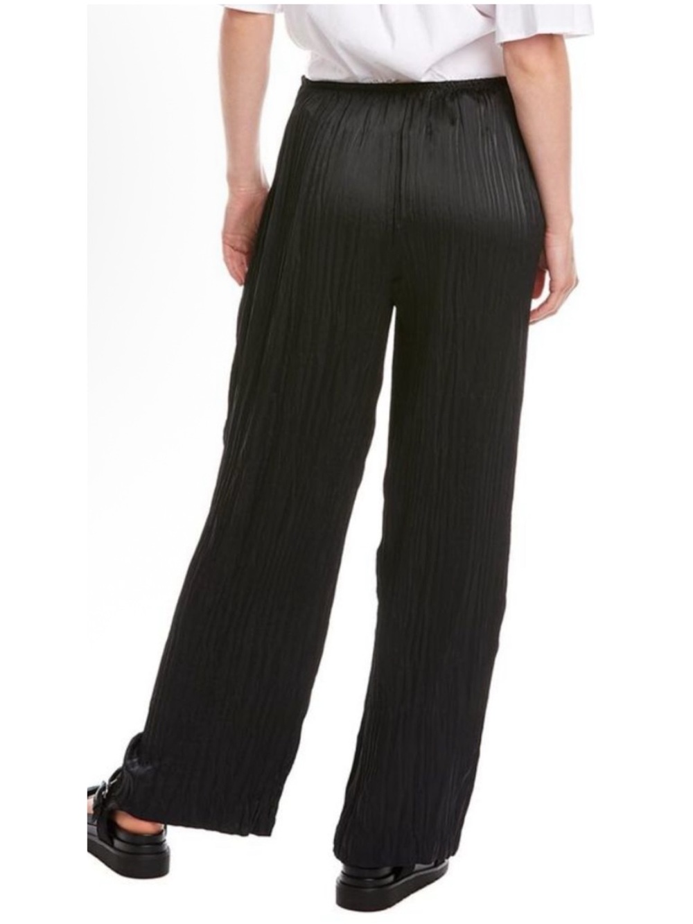VINCE Women’s Size S Black Satin Crushed Pull-On Pant Elasticized Waist - Picture 2 of 15